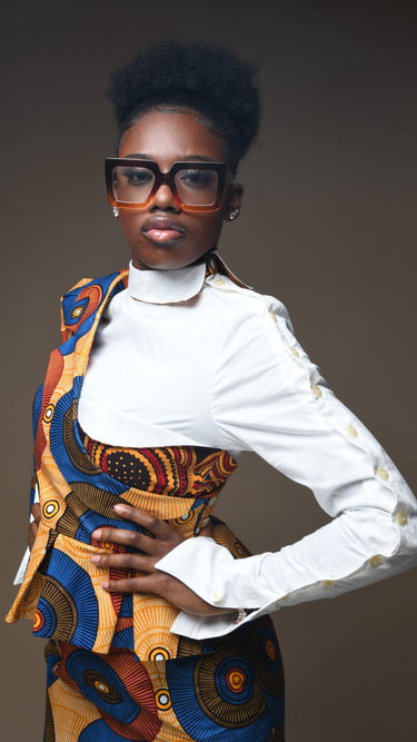 INFINITY Déjà Caramel Ankara One Sleeved Lined Jacket